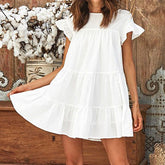 Solange Gestuftes Kleid aus Schweizer Spitze mit Punkten - Off White